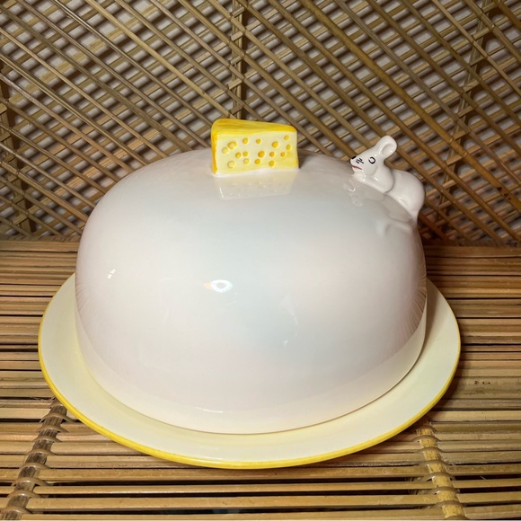 Vintage Kitchen Vintage Large Ceramic Mouse Cheese Holder Tray